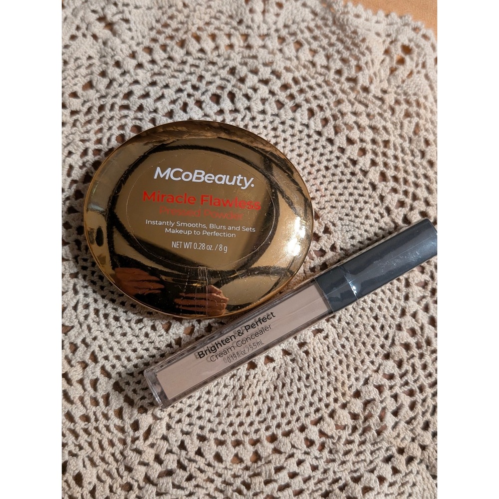 NEW MCoBeauty Miracle Flawless Pressed Powder 1 Light&Concealer 2.5 Natural Set